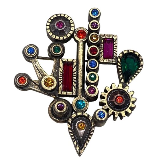 Patricia Locke Multi Color Gold Toned Brooch Pin NEW RARE Retired NWOT. 2015 - Picture 1 of 6